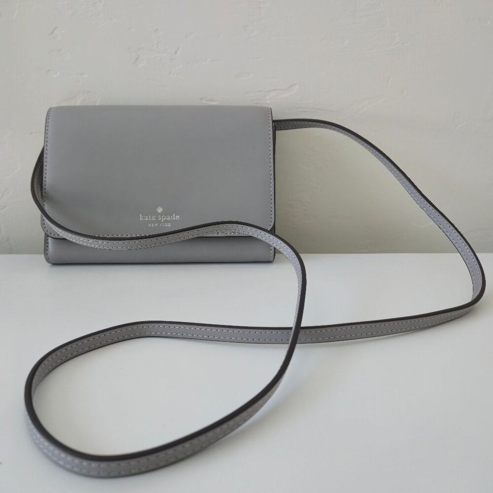 Kate Spade New York Leather Clutch / Crossbody – Grey (NWT)